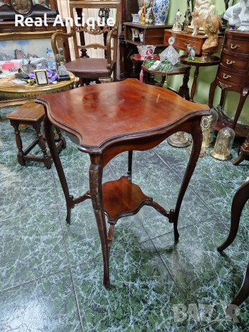 Уникална антикварна английска Едуардинска махагонова масичка , снимка 6 - Антикварни и старинни предмети - 52926802