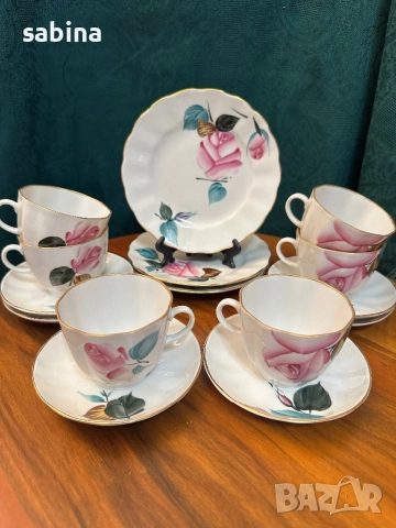 Руски/съветски сериз Сватбен подарък или Рози на ЛФЗ Ломоносов, снимка 5 - Сервизи - 51749937