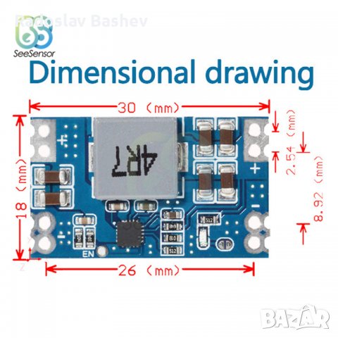 Понижаващ DC 5A преобразувател mini560 3.3V, 5V, снимка 5 - Части и Платки - 39854917