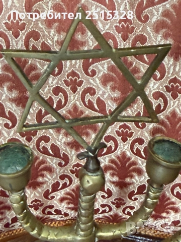 голям стар еврейски свещник ханукия, снимка 3 - Колекции - 52810695