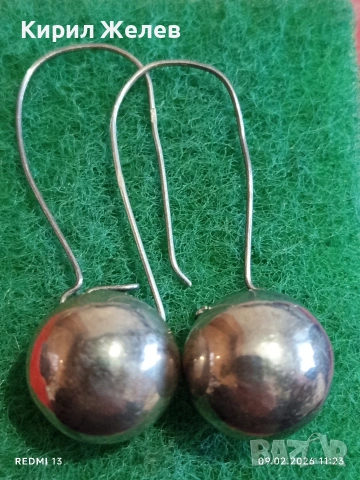 Класически ретро модел сребърни обеци тип Топче майсторска изработка 53677
