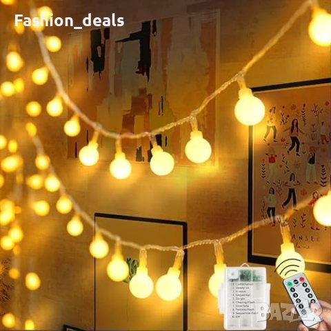 Нови 60LED приказни светлини с батерии 8 режима на осветяване Коледни 