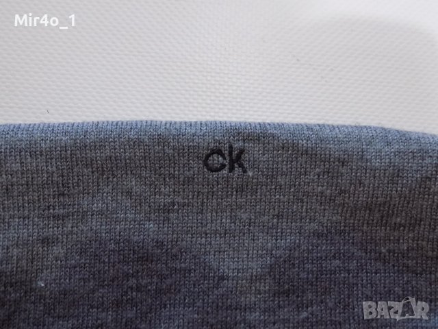 пуловер calvin klein wool блуза фанела мъжки вълнен оригинален сив L, снимка 3 - Пуловери - 43317283