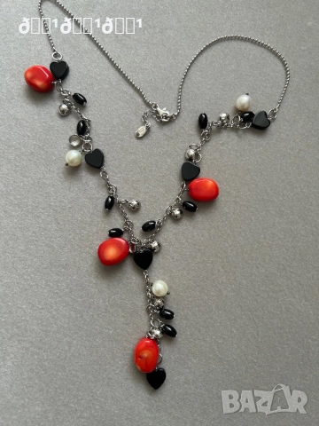 Сребърно колие с естествени камъни , снимка 2 - Колиета, медальони, синджири - 52801537