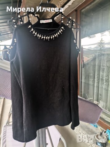 Дамска черна ефектна блуза, снимка 3 - Блузи с дълъг ръкав и пуловери - 43072316
