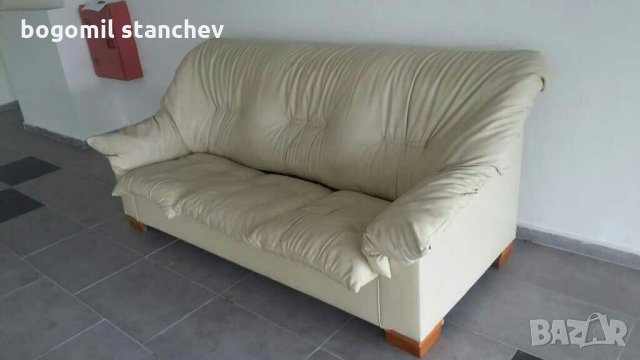 Кожен диван 3 места с подматрачна рамка, снимка 7 - Дивани и мека мебел - 28988648