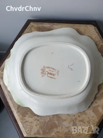 1870г HK Browne Phiz 29см/стара аглийска порцеланова декоративна чиния-картина, снимка 6 - Антикварни и старинни предмети - 49598875