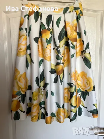 Нова разкошна елегантна пола свеж лимонен принт лимон лимони 