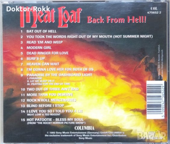 Meat Loaf – Back From Hell! - The Very Best Of (1993, CD), снимка 2 - CD дискове - 43135561
