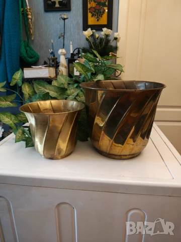 Лот страхотни месингови кашпи, снимка 2 - Декорация за дома - 51032215