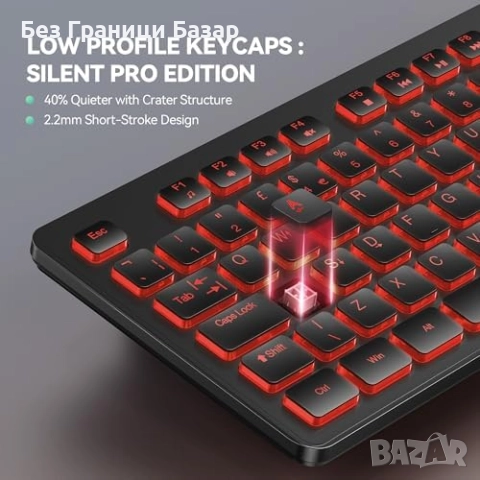 Нова Жична USB клавиатура със светлина, пълноразмерна QWERTY UK за игри, снимка 3 - Клавиатури и мишки - 51919625