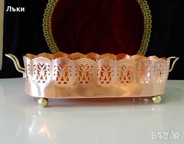 Меден съд,медна фруктиера,жардениера. , снимка 2 - Антикварни и старинни предмети - 36814140