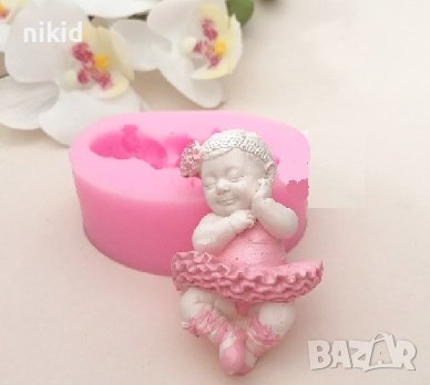 3D бебе момиче в туту пачка пола балерина силиконов молд форма фондан гипс декор пита