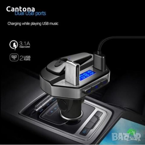 V6 BT/FM Wireless трансмитер с hands-free слушалка, 2 x USB, снимка 3 - Слушалки, hands-free - 26446413