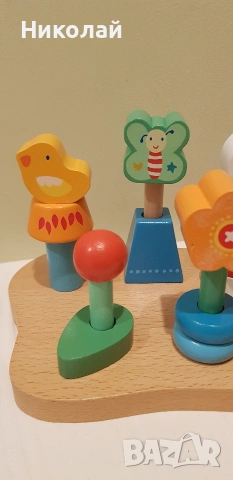 Комплект дървени кубчета за нанизване "Цветна градина" , снимка 3 - Игри и пъзели - 53194270