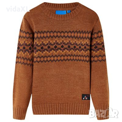 Детски плетен пуловер, коняк, 116(SKU:14491, снимка 1 - Детски пуловери и жилетки - 44905840