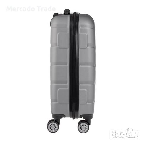 Куфар с колелца Mercado Trade, Релефен, 87л., Сив металик, снимка 3 - Куфари - 52239844