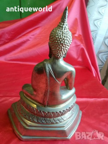 Голяма Стара Бронзова Статуя ,Статуетка БУДА, снимка 3 - Антикварни и старинни предмети - 26964287