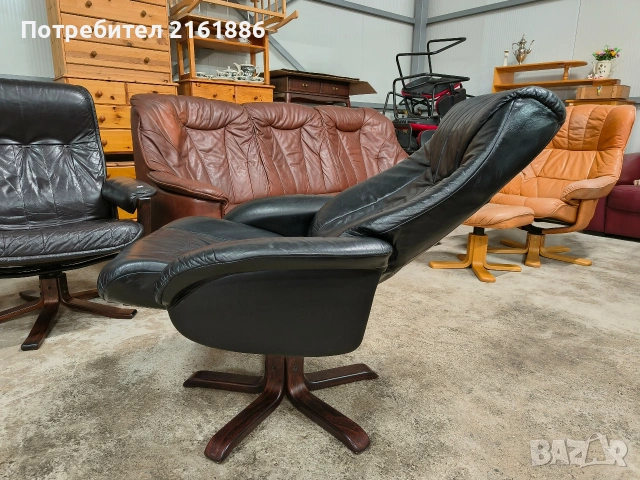 4010 Relax кресло с отоманка от естествена кожа , снимка 2 - Дивани и мека мебел - 53596187
