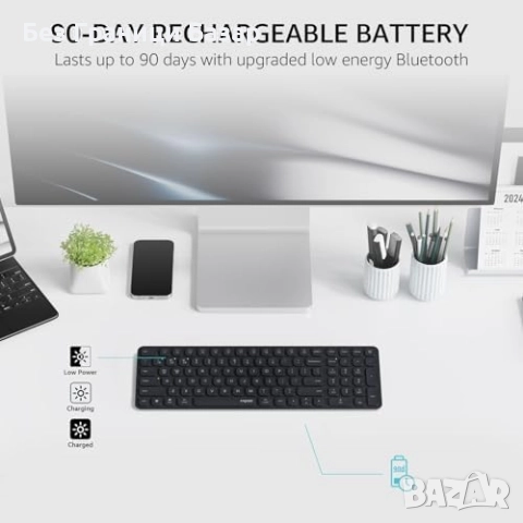 Нова Ултратънка алуминиева клавиатура за лаптоп таблет телефон работа, снимка 6 - Клавиатури и мишки - 51897617