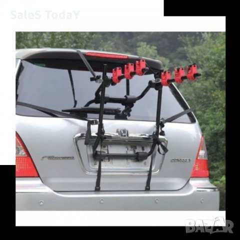 Универсална стойка за велосипед, багажник за велосипеди, 70х4.5 см, тройна стойка за кола, Черен 