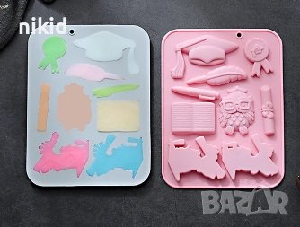 завършване абитуриент тога книга бухал перо химикал значка силиконов молд форма фондан гипс шоколад 