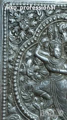 Сребърна табакера с индийски мотиви , снимка 5 - Други ценни предмети - 53456012