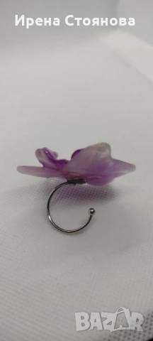 Регулируем пръстен с естествен цвят на орхидея. , снимка 12 - Пръстени - 50565167