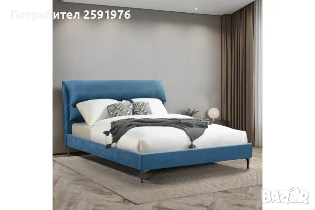 Легло Puzzle-home Aryna, Тапицирана, Петролен, 160х200см., снимка 1