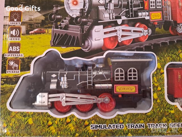 Ретро Детско влакче с релси, 19 части със звуци и светлини, снимка 3 - Влакчета, самолети, хеликоптери - 43299050