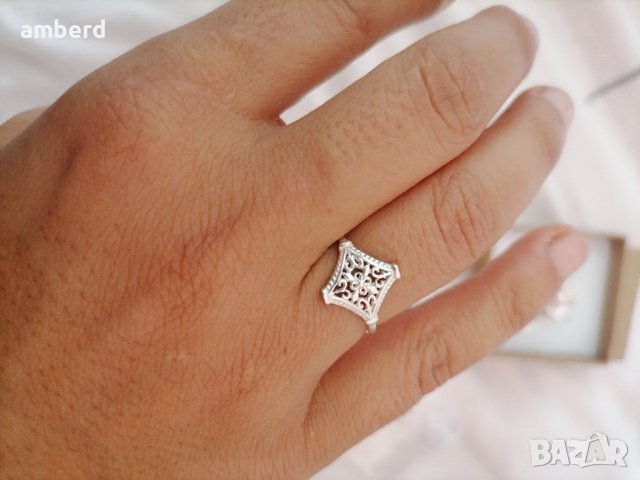 Нежен сребърен пръстен - модел R064, снимка 2 - Пръстени - 37760005