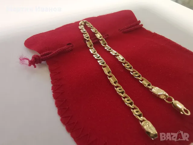 Златна гривна плътна 1, снимка 5 - Гривни - 49448879