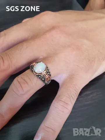 Мъжки Сребърни Пръстени с Естествени Камъни , снимка 4 - Колиета, медальони, синджири - 49988145