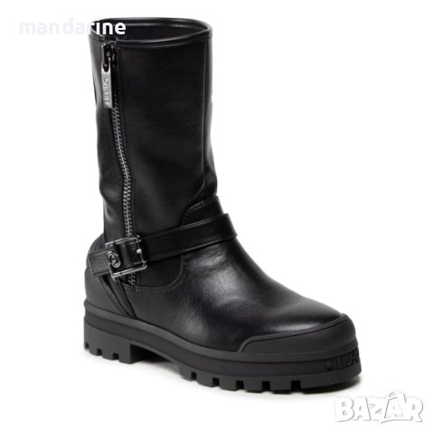 LIU JO № 37 🍊 Дамски кожени боти "BLACK & GREY" нови с кутия, снимка 2 - Дамски ботуши - 43119625