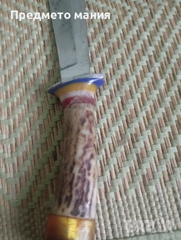 Уникален ръчно изработен ловен нож с дръжка от еленски рог, снимка 5 - Ножове - 53369021