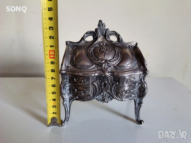 Страхотна Рядка Стара Посребрена Френска Кутия За Бижута, снимка 7 - Антикварни и старинни предмети - 53177664