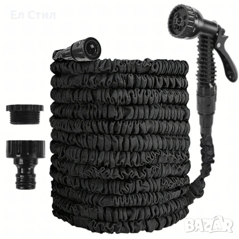 Гъвкав разтеглив градински маркуч 30м – Пълен комплект с пистолет (7 функции) и конектори, снимка 17 - Градински инструменти - 53566954