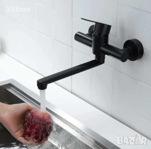 Въртящ се на 360° кухненски стенен кран , смесител с един лост, снимка 2 - Смесители - 52588615