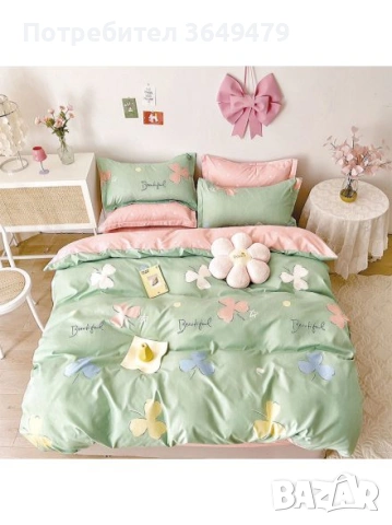 Спален комплект от 6 части с ластик, снимка 2 - Спално бельо - 53254334