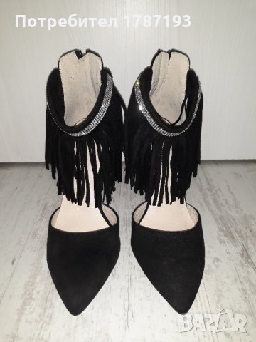 Нови обувки с ресни и камъчета, снимка 4 - Дамски обувки на ток - 27891517