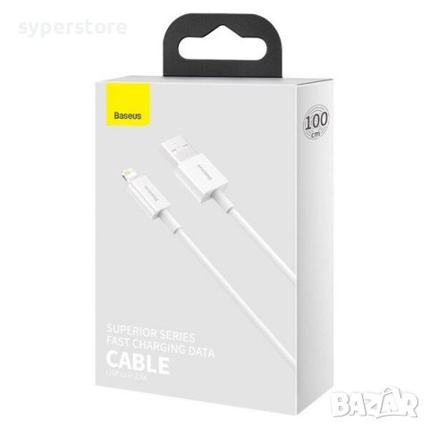 Кабел USB към Lightning 1m 2.4A Baseus CALYS-A02 QC Бял Cable USB to Lightning, снимка 3 - USB кабели - 38580801