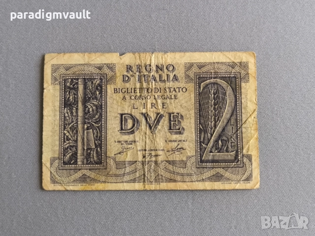 Банкнота - Италия - 2 лири | 1939г.