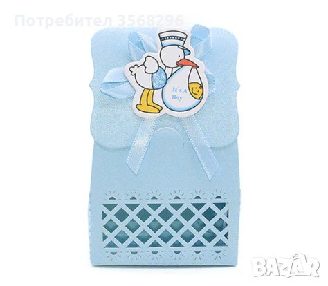 Подаръчни кутии в синьо с щъркели- 48бр, снимка 1