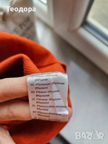 Рокля с дълъг ръкав оранжева S/M, снимка 7 - Рокли - 52822511