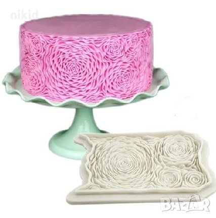 Огромни божури рози на пластове пано силиконов молд форма декорация торта фондан, снимка 3 - Форми - 33166192