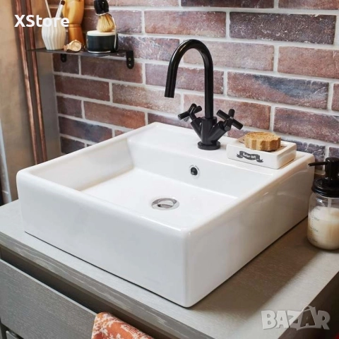 Красив и стилен стоящ двуръкохватков черен смесител, снимка 5 - Смесители - 52588604