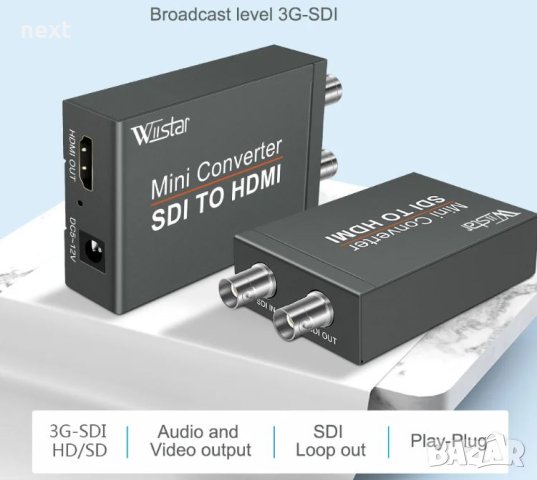 Видео - конвертор *WIIstar* SDI - HDMI + Гаранция, снимка 1 - Камери - 43759475