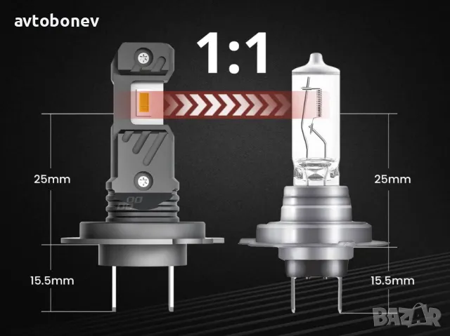 LED крушки AMIO Hybrid H7-12V-6000K к-т/2 бр./, снимка 7 - Аксесоари и консумативи - 49493270