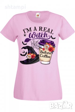 Дамска тениска I'm A Real Witch Before Coffee,Halloween,Хелоуин,Празник,Забавление,Изненада,Обичаи,, снимка 9 - Тениски - 38146816
