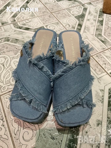 Дънкови сандали с ток, снимка 2 - Дамски обувки на ток - 51259094